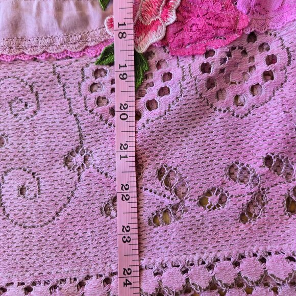 Romantic Vintage-Inspired Cherry Blossom Pink Skirt Embroidered Rose Skirt Retro - Picture 10 of 16